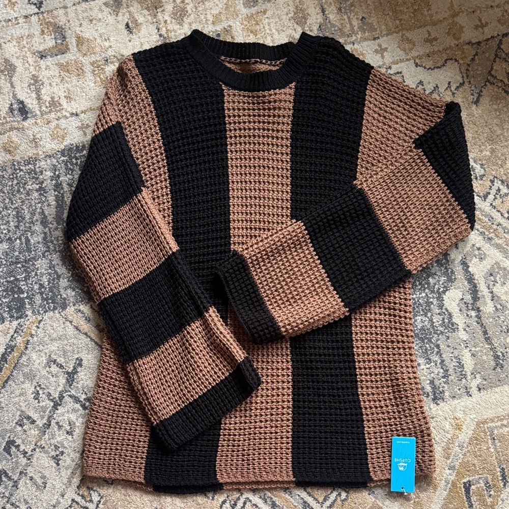 Women’s Striped Knit Sweater - Black and Brown